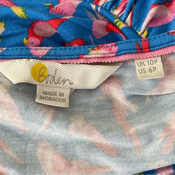 BODEN Blue LOLA Midi Dress with Pockets Size 6P Bird Print Vacationcore Casual - Picture 9 of 11